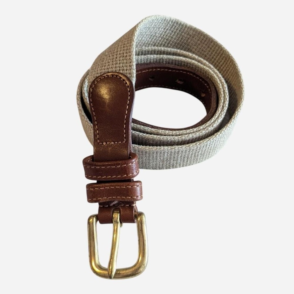 Vintage Coach 3810 Natural Linen Belt Brass Buckle Size 36